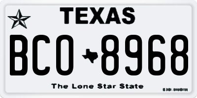 TX license plate BCO8968