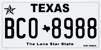 TX license plate BCO8988