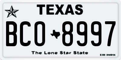 TX license plate BCO8997