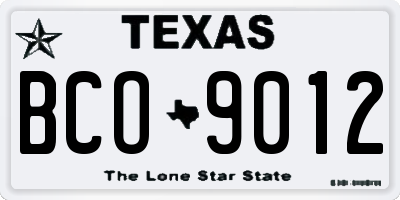 TX license plate BCO9012
