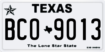 TX license plate BCO9013