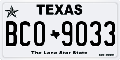 TX license plate BCO9033