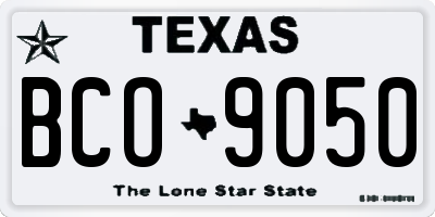 TX license plate BCO9050