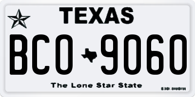 TX license plate BCO9060