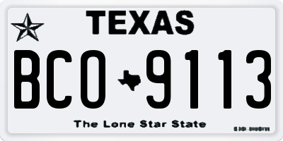 TX license plate BCO9113