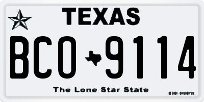 TX license plate BCO9114