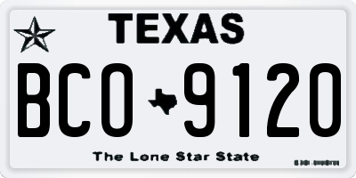 TX license plate BCO9120