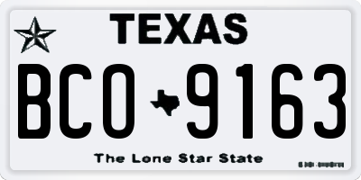 TX license plate BCO9163