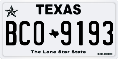 TX license plate BCO9193