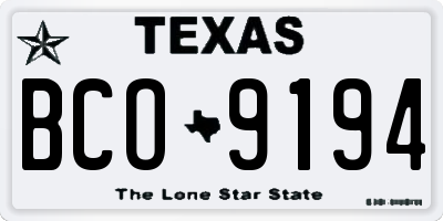 TX license plate BCO9194