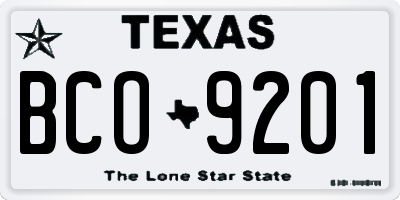 TX license plate BCO9201