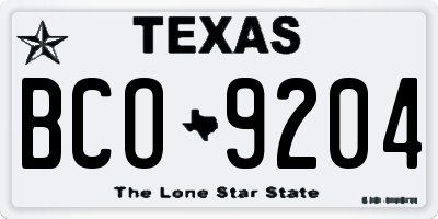 TX license plate BCO9204