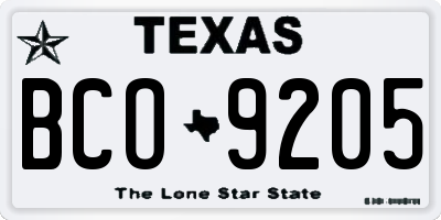 TX license plate BCO9205