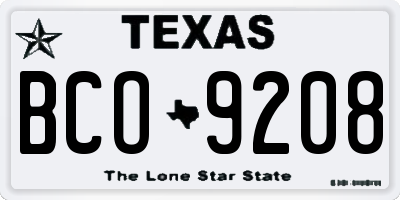TX license plate BCO9208