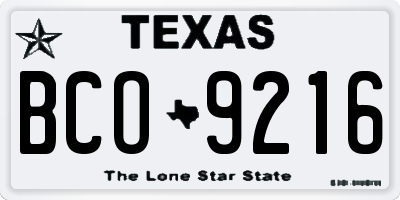 TX license plate BCO9216