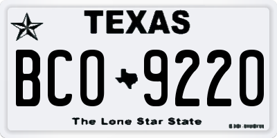 TX license plate BCO9220