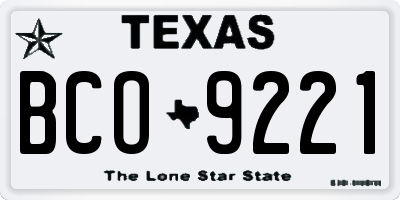 TX license plate BCO9221