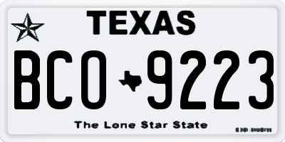 TX license plate BCO9223