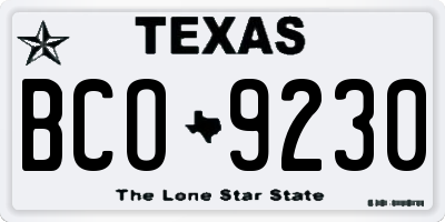TX license plate BCO9230