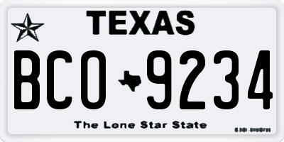 TX license plate BCO9234