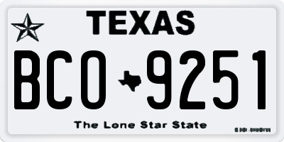 TX license plate BCO9251