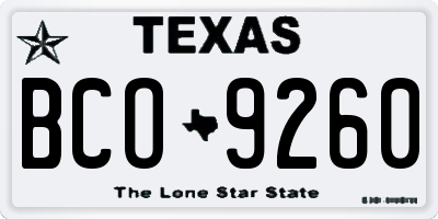 TX license plate BCO9260