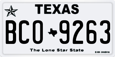 TX license plate BCO9263