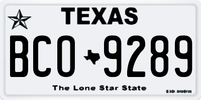 TX license plate BCO9289
