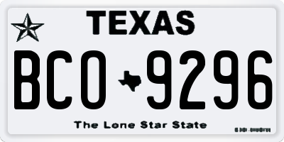 TX license plate BCO9296