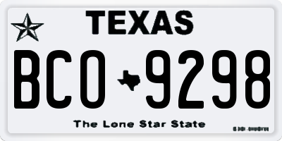 TX license plate BCO9298