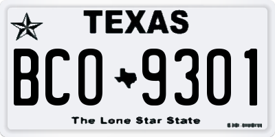 TX license plate BCO9301