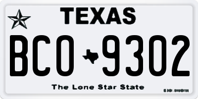 TX license plate BCO9302