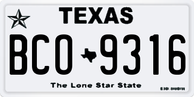 TX license plate BCO9316