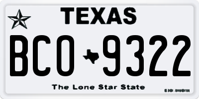 TX license plate BCO9322