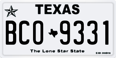 TX license plate BCO9331