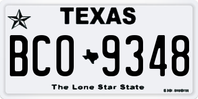 TX license plate BCO9348