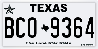 TX license plate BCO9364