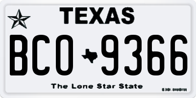 TX license plate BCO9366
