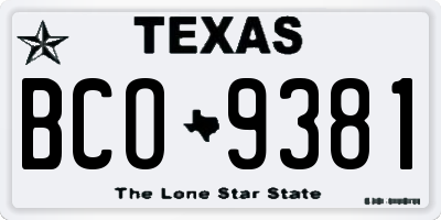 TX license plate BCO9381