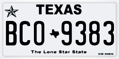 TX license plate BCO9383