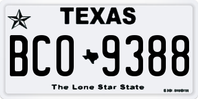 TX license plate BCO9388