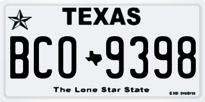 TX license plate BCO9398