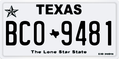 TX license plate BCO9481