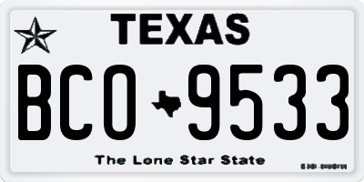 TX license plate BCO9533