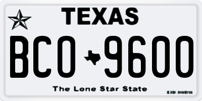 TX license plate BCO9600