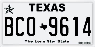 TX license plate BCO9614