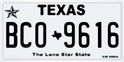 TX license plate BCO9616