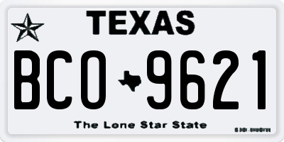 TX license plate BCO9621
