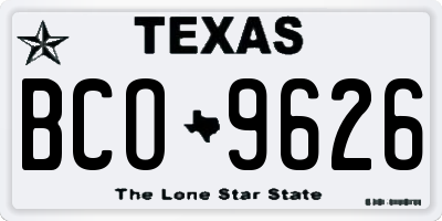 TX license plate BCO9626