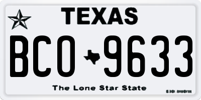 TX license plate BCO9633